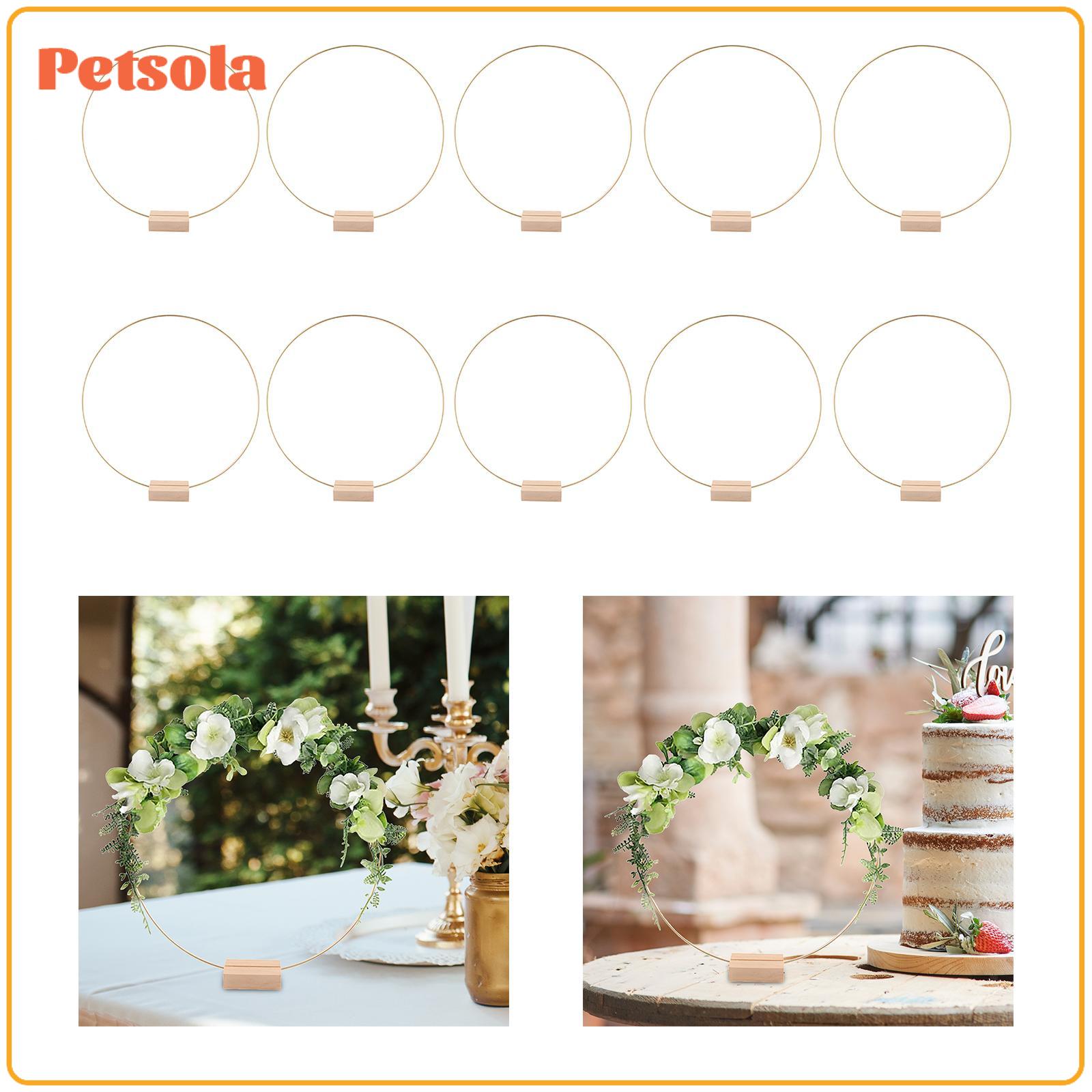 petsola 10Pcs Metal Floral Hoop Centerpiece with Wooden Stand Macrame Rings Metal Hoop Wreath Frame, Craft Hoop Rings for Festival ราคา 2,685 บาท*ส่งฟรี