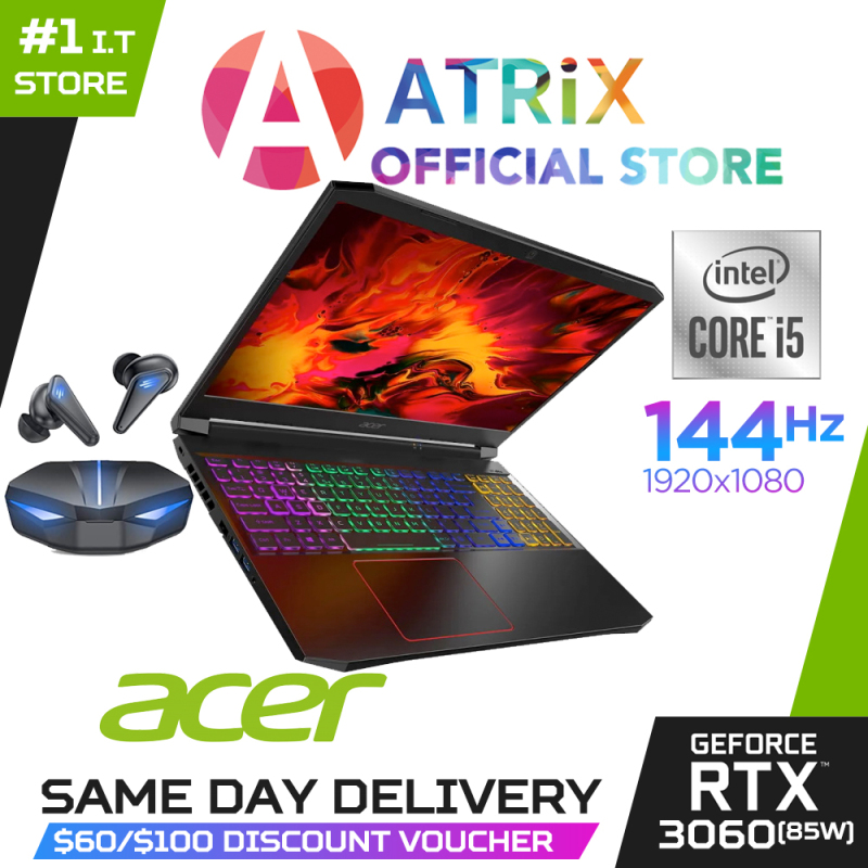 【Same Day Delivery】Acer Nitro 5 Gaming AN515-55-57H3 | 15.6inch FHD 144Hz | Intel i5-10300H | RTX3060(85W) | 512GB SSD | 4 Zone RGB | Win10 Home | 2Yrs Acer Warranty