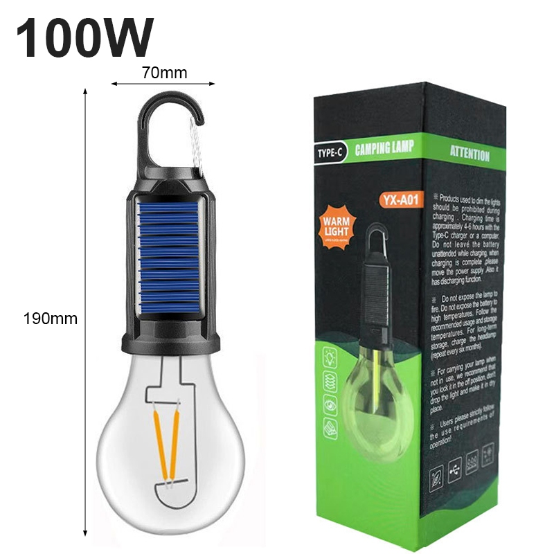 AIMO Solar Camping Light Outdoor Waterproof Light Bulb Portable LED Tungsten Light Emergency Light Bulb Rechargeable Hanging LED Emergency Lights Bulb Outdoor Waterproof