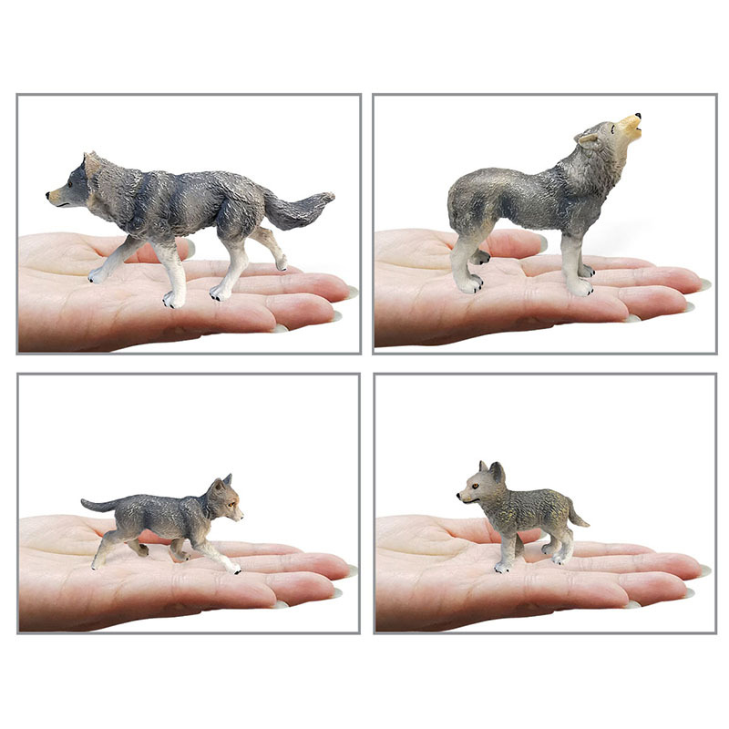 Xuyên biên giới mô hình mô hình động vật Siberian Wolf Vua Đồ trang trí đồ chơi tay rắn tĩnh Sói Vua Cub đồ chơi