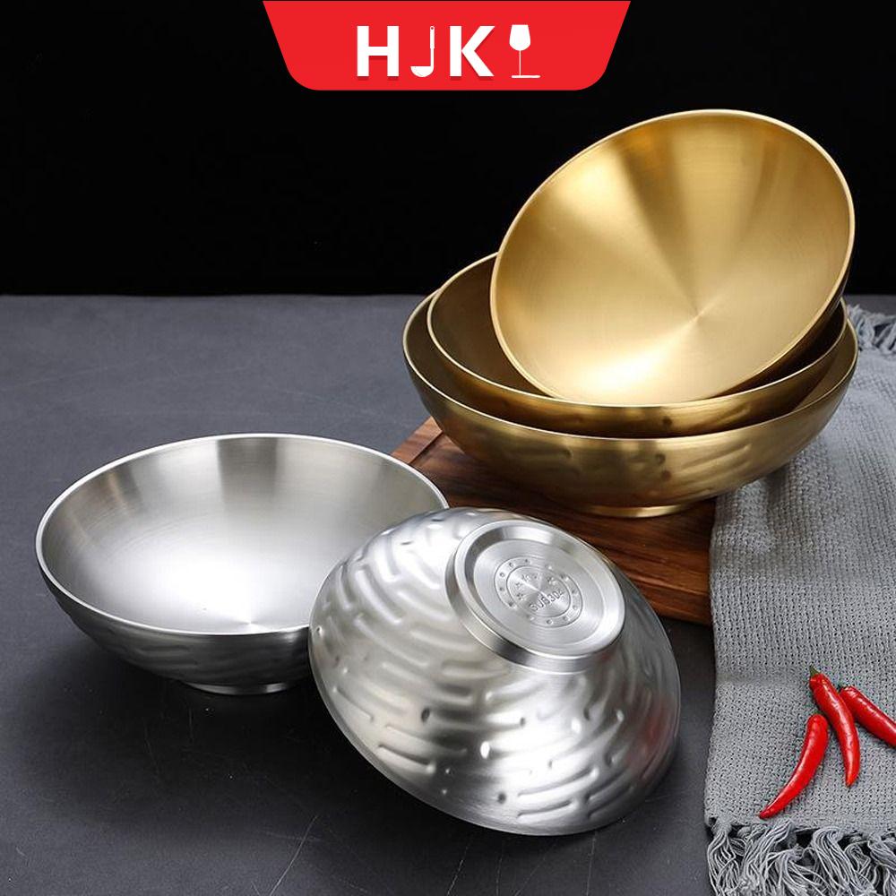 HJKL Dày lên Bát thép không gỉ Cao chân Lớp kép Bát salad Bộ đồ ăn Chống rơi Bát Súp Dành cho bếp gia đình