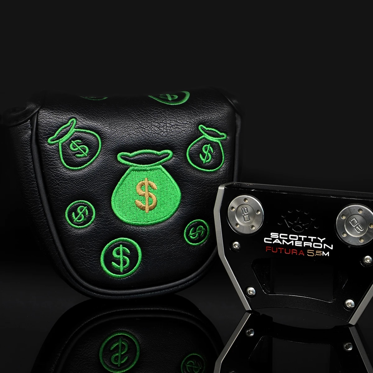 Golf Putter Cover USA Dollar Design Leather Golf Mallet Putter Headcovers Golf Club Head Cover Leather Green