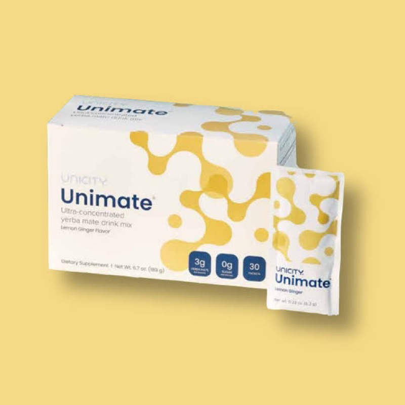 ผลิตภัณฑ์เพื่อสุขภาพ Unicity Unimate Lemon Ginger ยูนิเมท เลมอน ขิง 1 กล่อง 30 ซอง นำเข้าจาก ต่างประเทศ