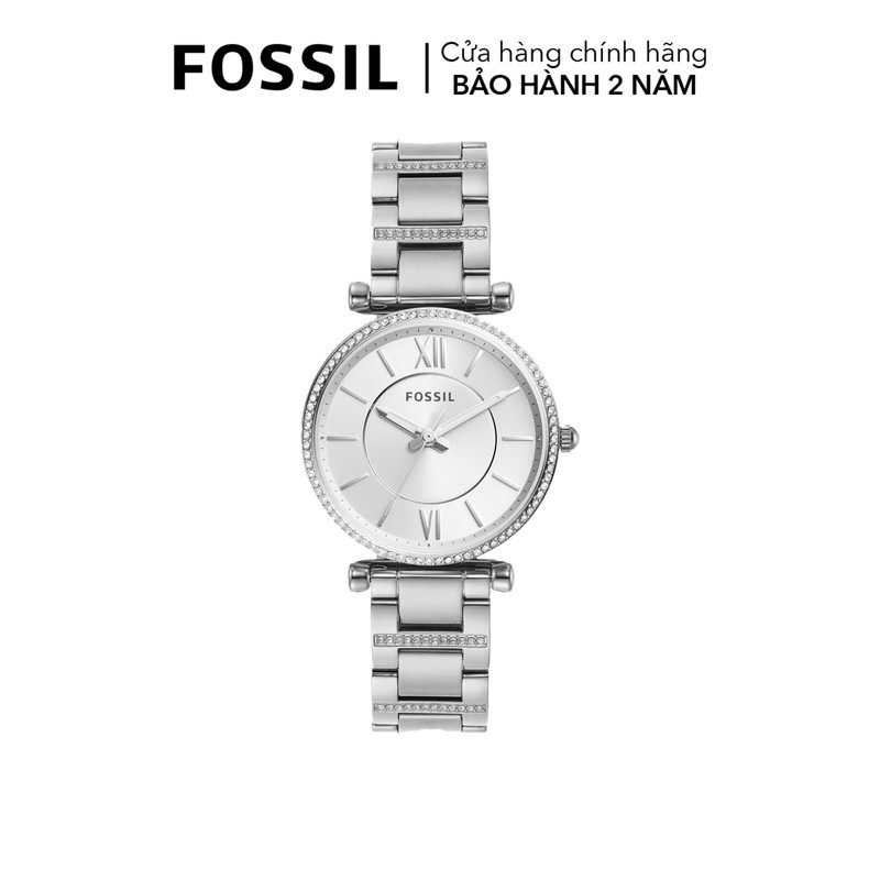 Đồng hồ nữ Fossil Carlie dây kim loại, mặt 35 MM, màu bạc, ES4341