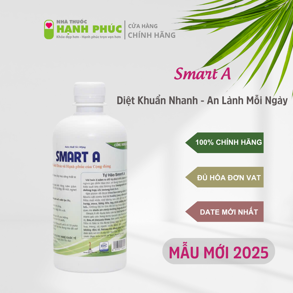 Dung dịch sát khuẩn đa năng Smart A 500ml – Làm sạch răng miệng, hỗ trợ viêm da, viêm mũi