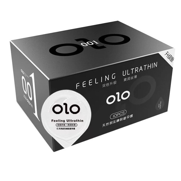 Bao cao su siêu mỏng 0.01 olo đen hương vani - hộp 10 chiếc