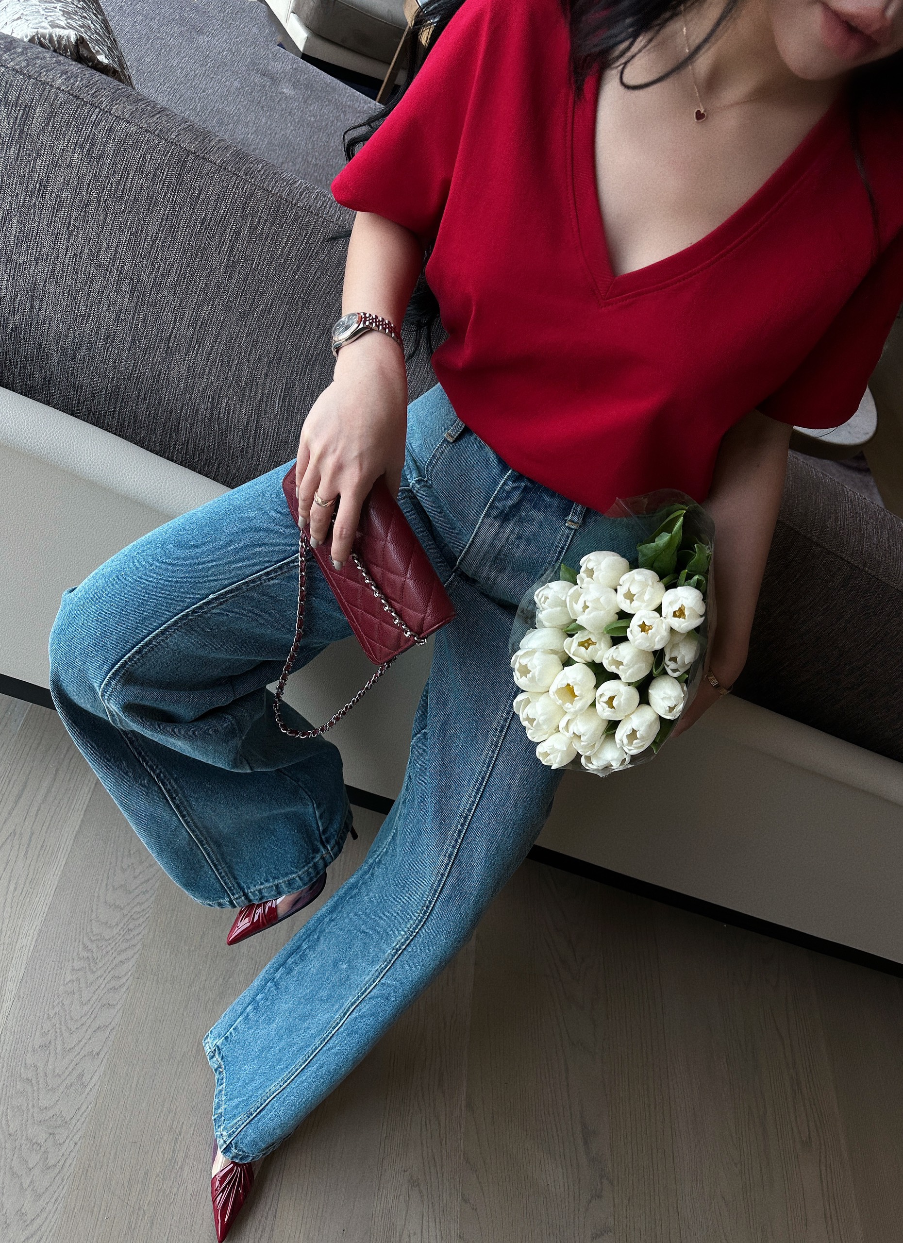 Áo thun tay ngắn cổ tim basic hari top