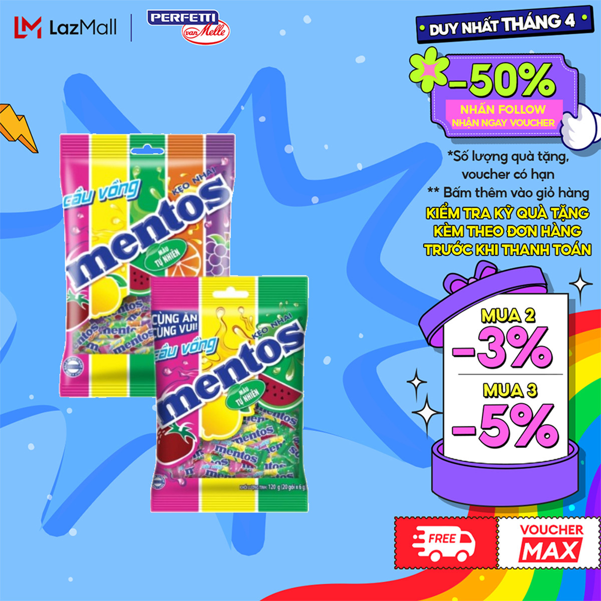 Kẹo nhai Mentos nhiều hương