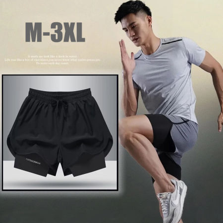 Men's Quick-Dry 2-in-1 Running Shorts - Fitness Wear