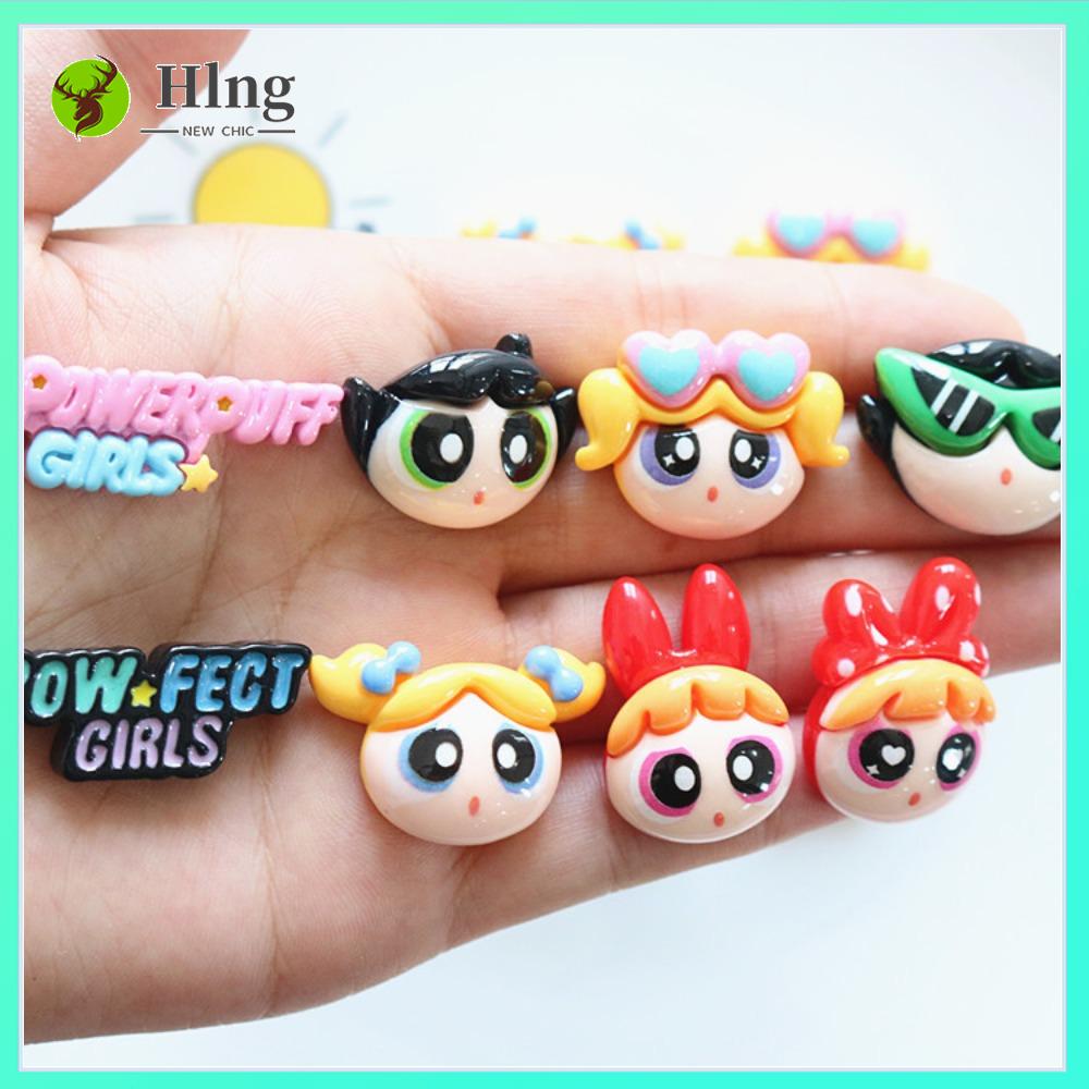 HLNG 10Pcs Nhựa Phụ kiện charm giày có lỗ Cô Gái Hoạt hình Dễ thương Trang trí vỏ điện thoại Mới Tự làm Phụ Kiện Giày Quà Tặng