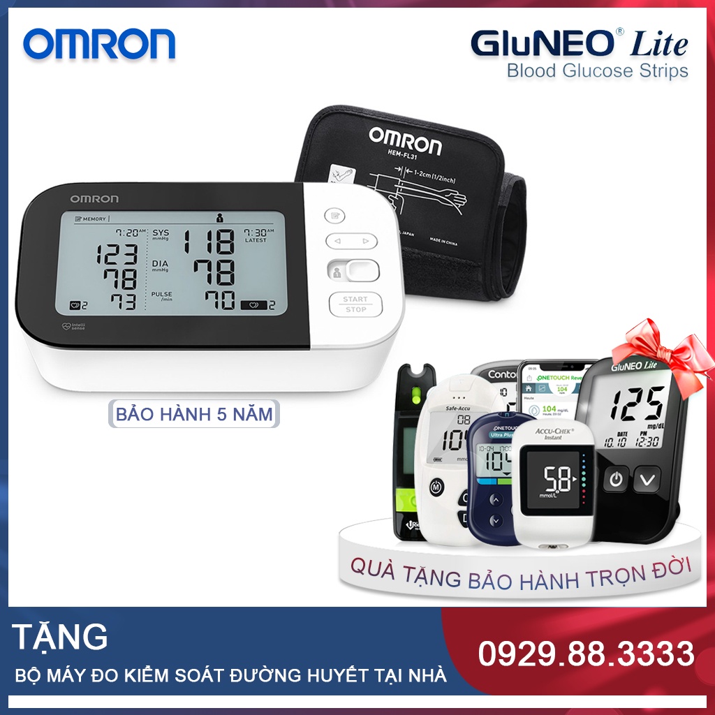 Máy đo huyết áp bắp tay Omron HEM 7361T + Tặng adapter  Bảo hành 5 năm
