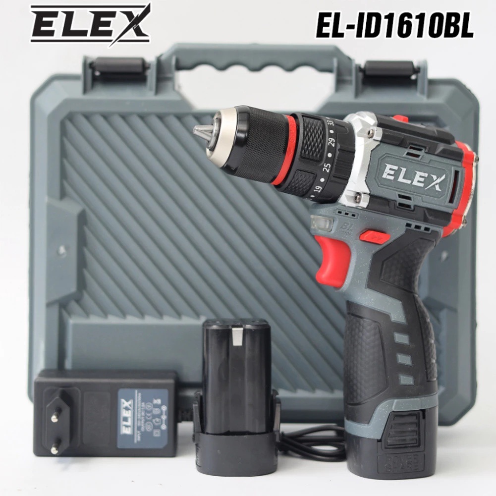  Máy Khoan Pin ELEX EL-ID1610BL Máy Dùng Pin 16.8V  3 Chức năng Không Chổi Than 45Nm 35 Cấp Trượt 10mm AUTO LOCK 