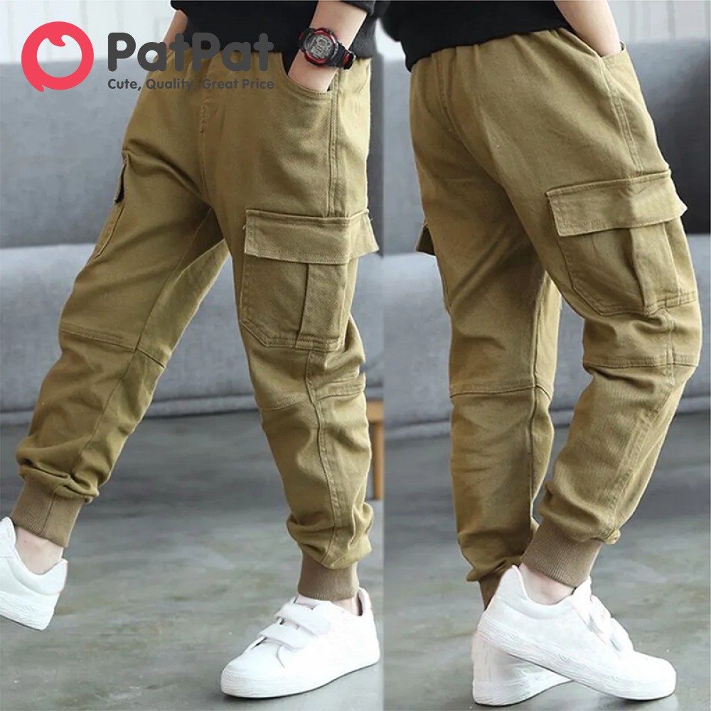 PatPat Toddler Boy Trendy Pocket Design Khaki Pants