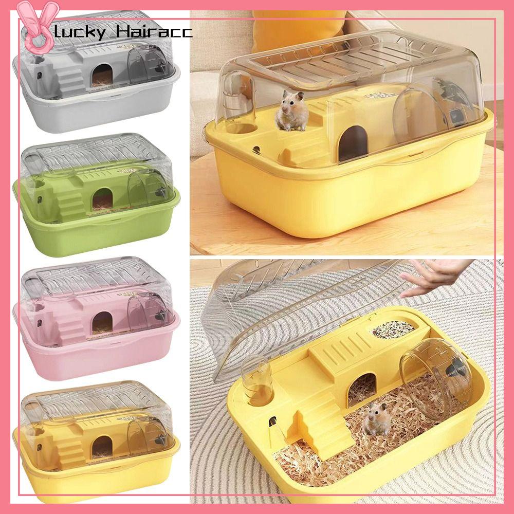 LUCKY HAIRACC Không gian rộng Lồng Chuột Hamster Cứng cáp Thoáng khí Nhà cho thú cưng Di động Hai Lớp Lồng mang động vật nhỏ