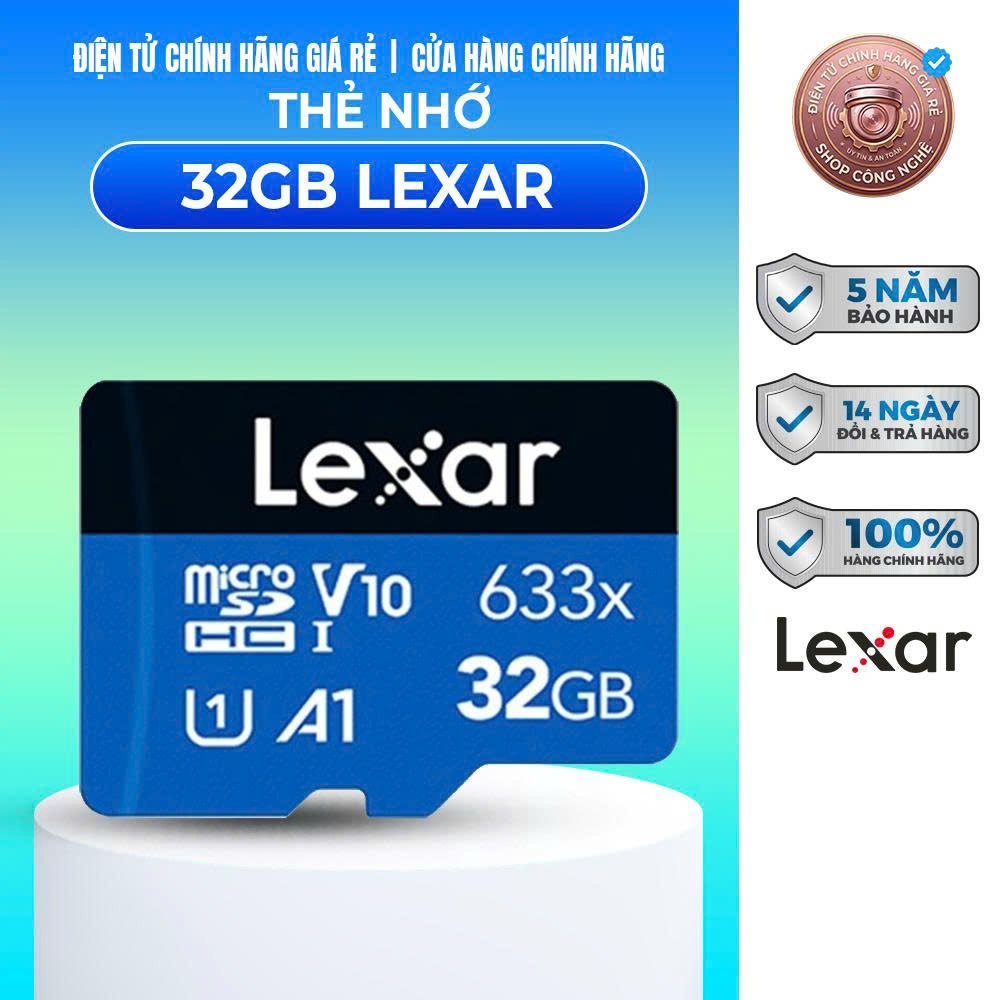 Thẻ nhớ 32GB Lexar A1 100MB BLUE - Thẻ Nhớ Cho Camera, Flycam, Điện Thoại - BẢO HÀNH CHÍNH HÃNG 5 NĂM