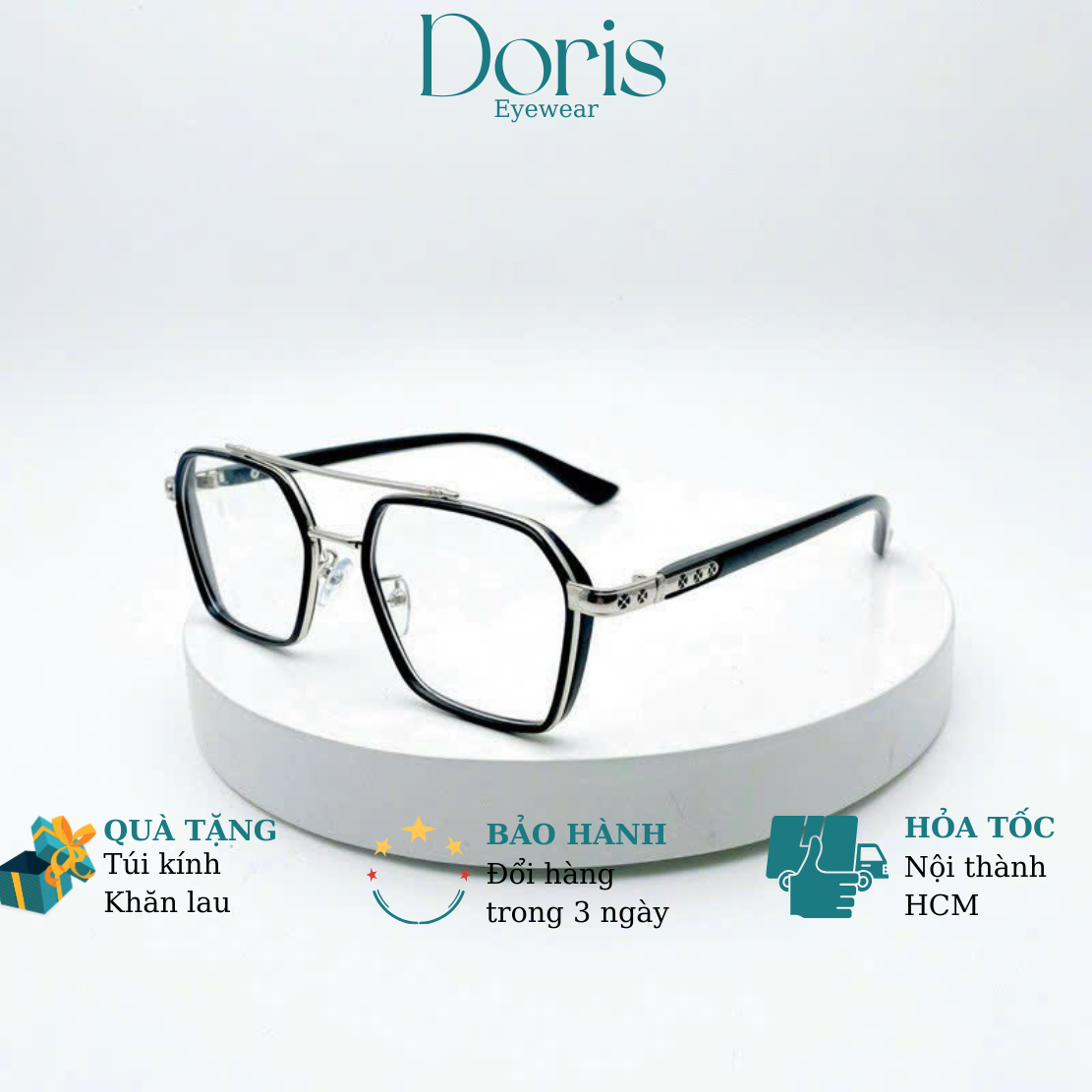 Gọng kính Chrome Heart LK 8930 nam dáng phi công cổ điển thời trang cao cấp DORIS