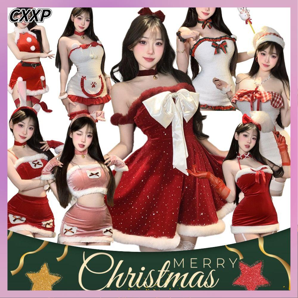 CXXP Vải nhung đỏ Trang phục Giáng sinh Tiệc lễ hội Ưu đãi Váy Claus Thời trang Giáng sinh Trang phục cosplay dành cho phụ nữ