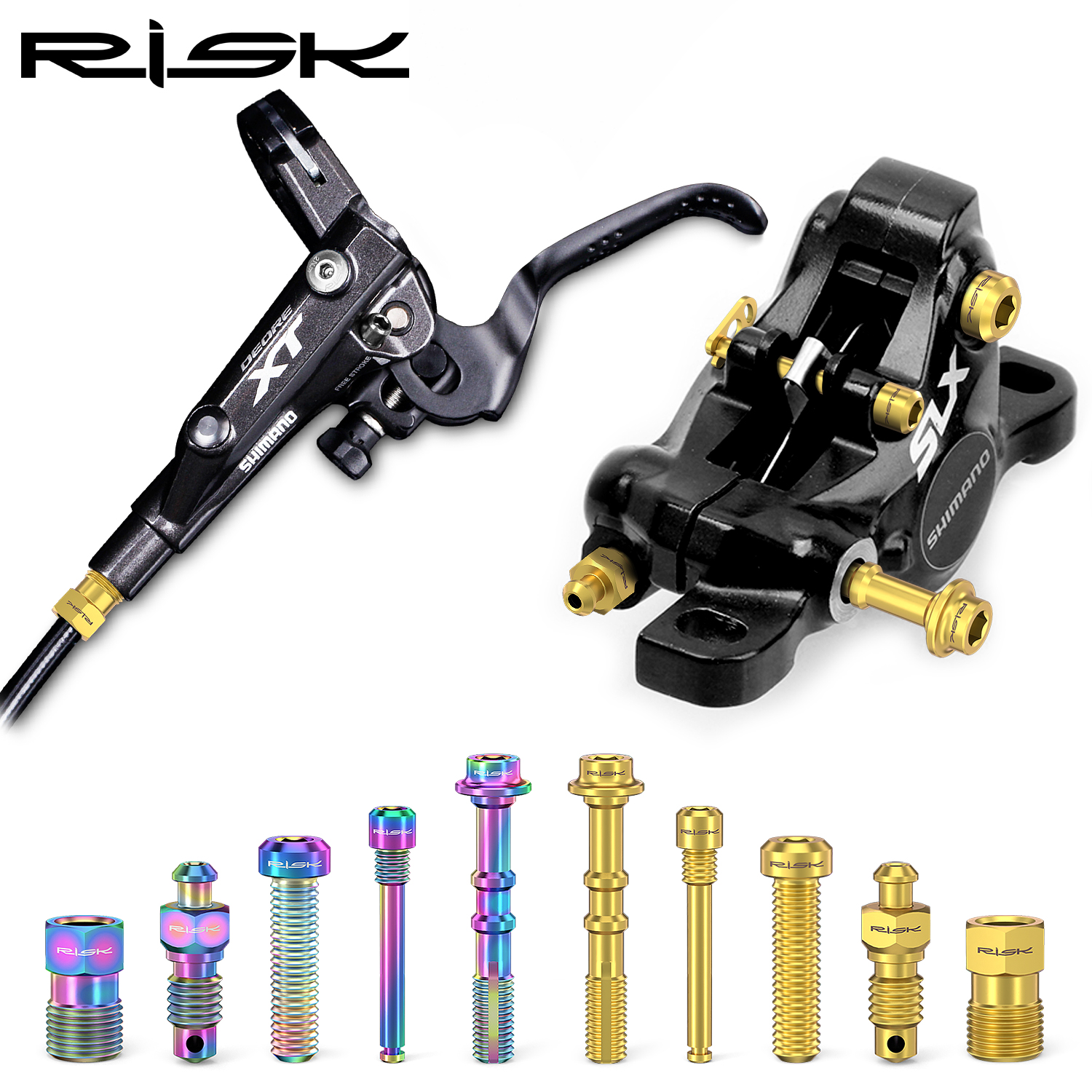 RISK Vít ống thủy lực xe đạp cho Shimano/AVID/GUIDE Ống phanh đĩa hợp kim titan Kết nối bu lông kẹp phanh đĩa dầu