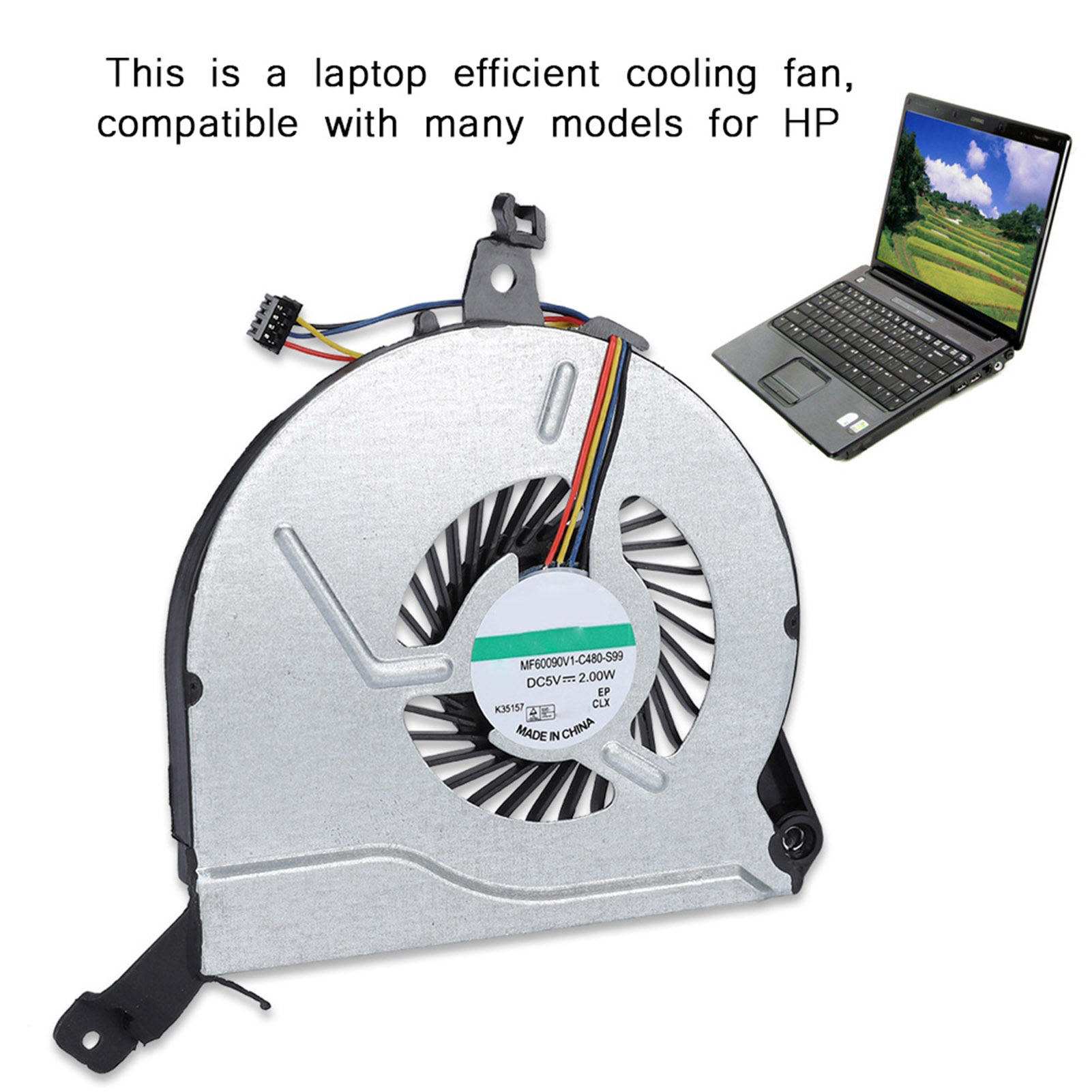 Garosa Quạt Làm Mát 4Pin 5V Laptop Quạt Làm Mát Tuổi Thọ Cao Tản Nhiệt Cho Điện Tử Cho HP 15‑P Cho Máy Tính Giá 127,000 Đồng*Miễn phí vận chuyển