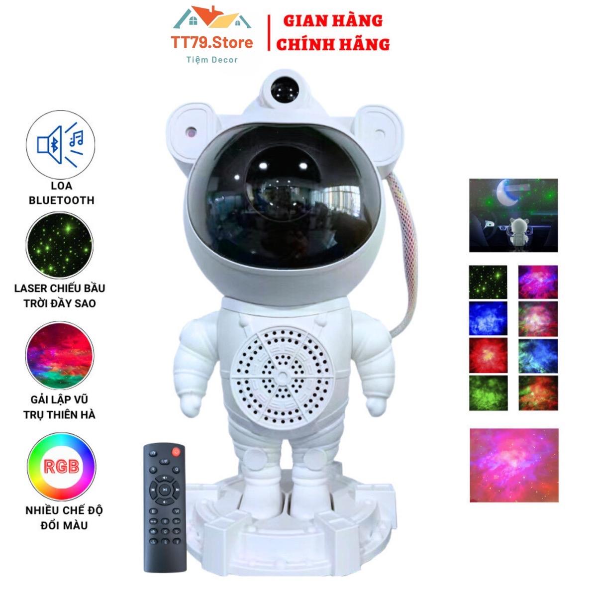 Đèn phi hành gia 2023 có loa bluetooth chiếu sao mây trăng đèn ngủ phi hành gia để bàn đèn led trang trí