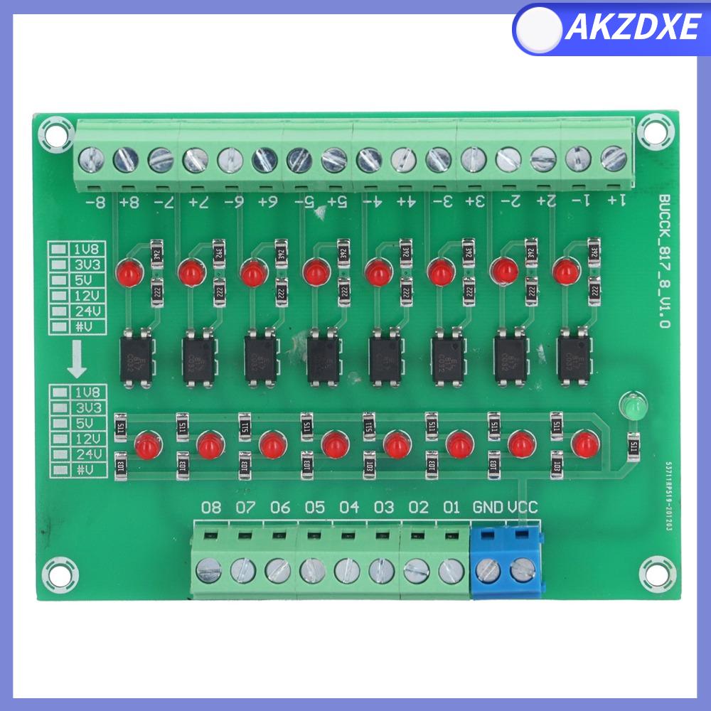 AKZDXE 24V đến 5V Bộ chuyển đổi tín hiệu 8 kênh Tần số 20KHZ Bảng cách ly Bảng chuyển tiếp Bộ chuyển đổi mức độ Cách ly tín hiệu