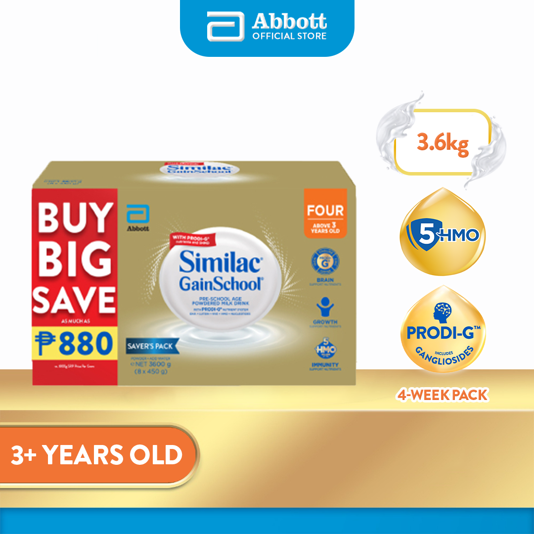 Similac GainSchool 3.6kg for Kids Above 3 Years Old Powdered Milk Drink (Buy Big Save More)
