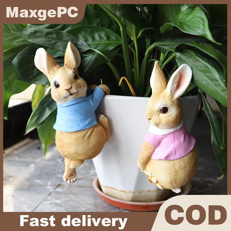 MaxgePC รูปปั้นกระต่ายตลกรูปปั้นกระต่ายน่ารักรูปปั้นสัตว์ทำจากเรซินประดับตกแต่งสำหรับสวนกลางแจ้งลานต้นไม้ในสวน ราคา 164 บาท*ส่งฟรี
