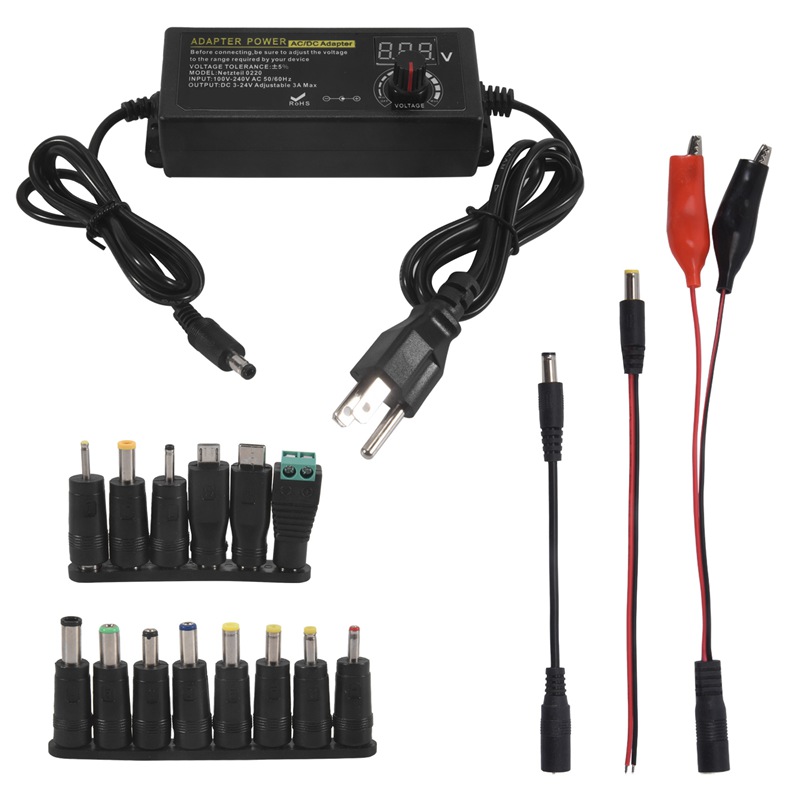 【LAY4】 <br>Power Supply 3V-24V 3A 72W Adjustable Variable 3V 5V 6V 9V 12V 18V 20V 24V , 100V-240V AC to DC Converter US Plug Giá 360,000 Đồng*Miễn phí vận chuyển