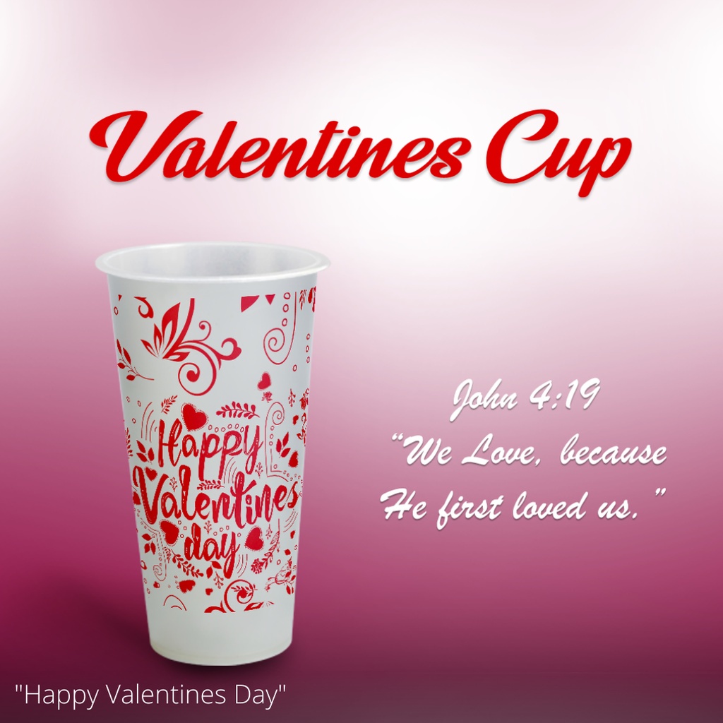 【GFPD】 Valentines Cups (50 PCS) Frosted Hard Cup 22oz / Hard Cup 22oz / Milktea Supplies / Printed Cup ราคา 891 บาท*ส่งฟรี