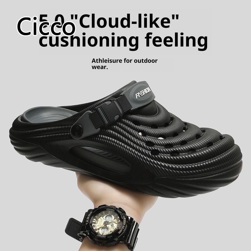 Cicco 2025 mùa hè hợp thời trang mới chống trượt EVA Guốc cho nam giới và phụ nữ, đế dày Hollow-out thiết kế, phong cách thể thao trang phục ngoài trời