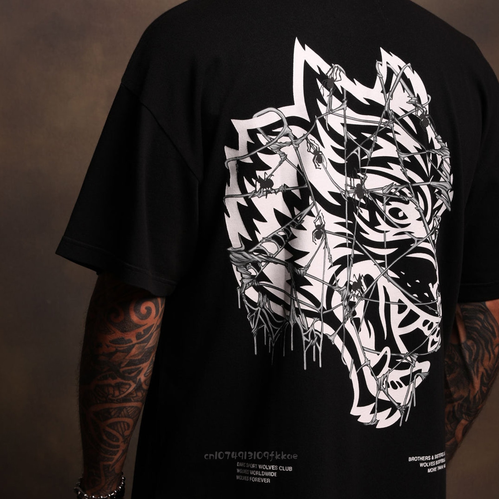 Darc Sport T Shirts Summer Short Sleeve Wolves Graphic Back Print Gym