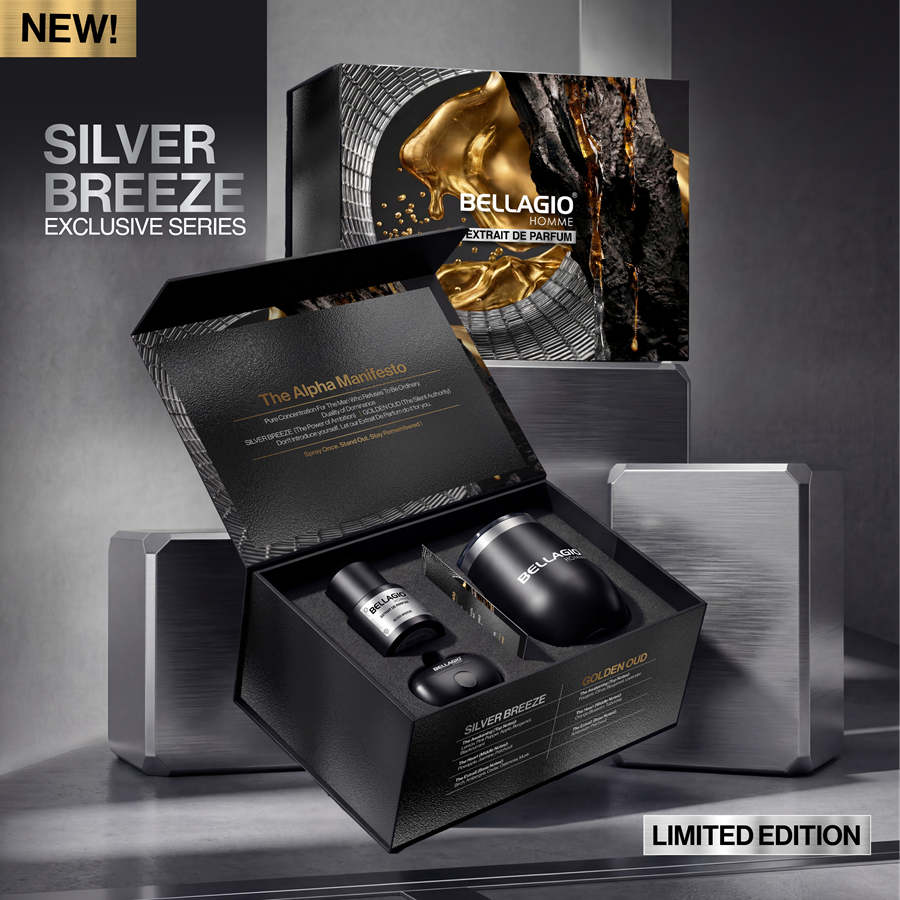 Bellagio Homme Extrait De Parfum - Limited Series - Golden Oud & Silver Breeze- Parfum Lokal Pria...