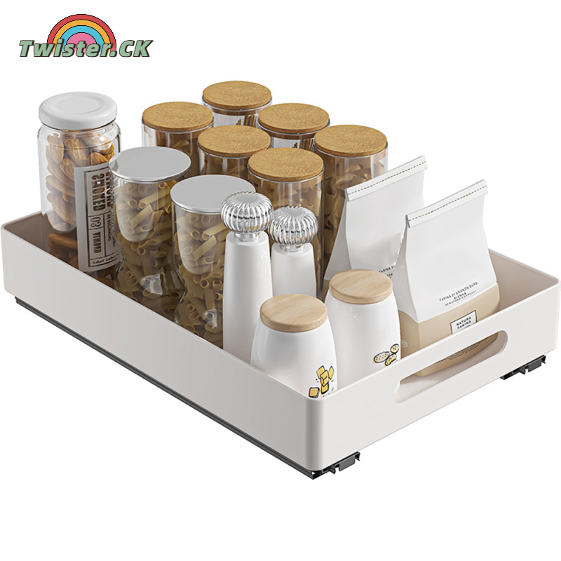 Pull Out Cabinet Organizer Fixed With Adhesive Films, Heavy Duty Metal Slide Out Drawers, Slide Out Shelves For Kitchen Base Cabinet Pantry Organization ราคา 848 บาท*ส่งฟรี