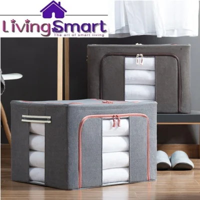66L (size:50X40X33CM) Bamboo Charcoal Storage Box|Dust Free|Foldable|Home Organizer For Clothes Toys Books