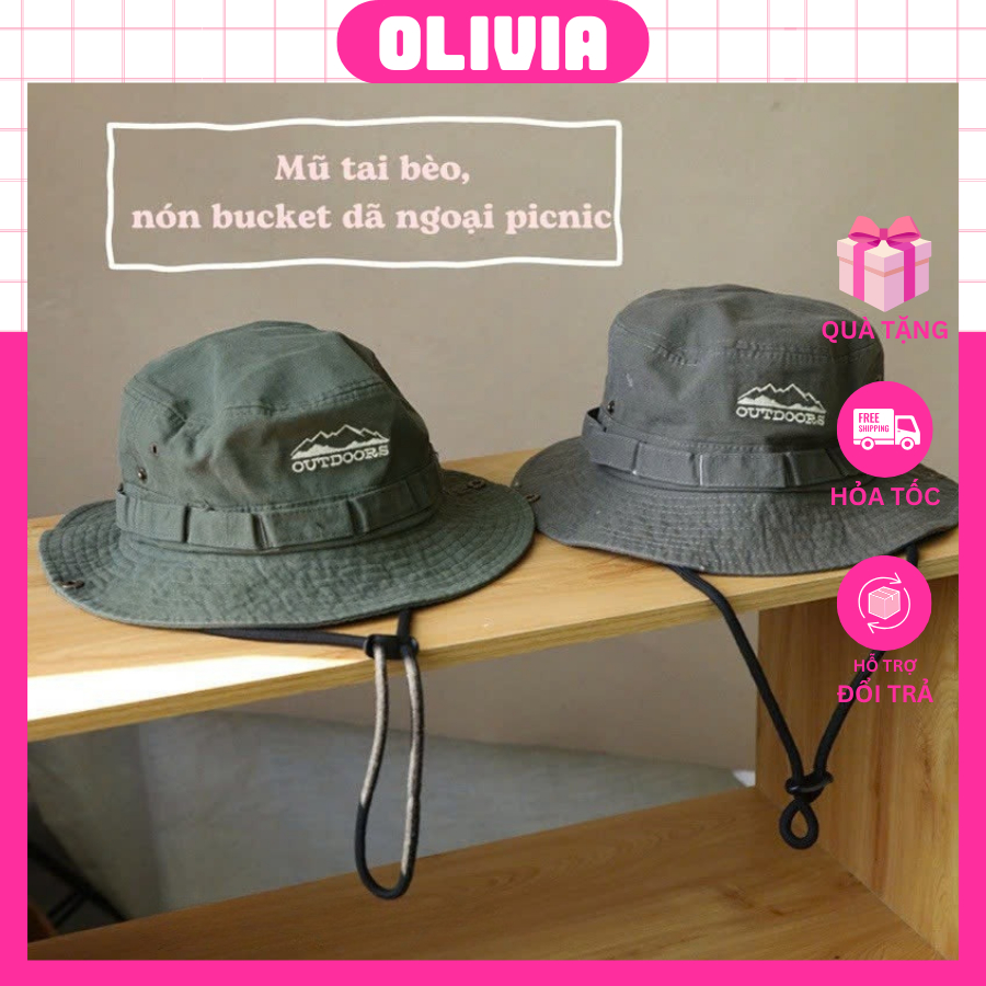Mũ tai bèo, nón bucket dã ngoại picnic chất cotton mềm siêu êm Olivia MBK140