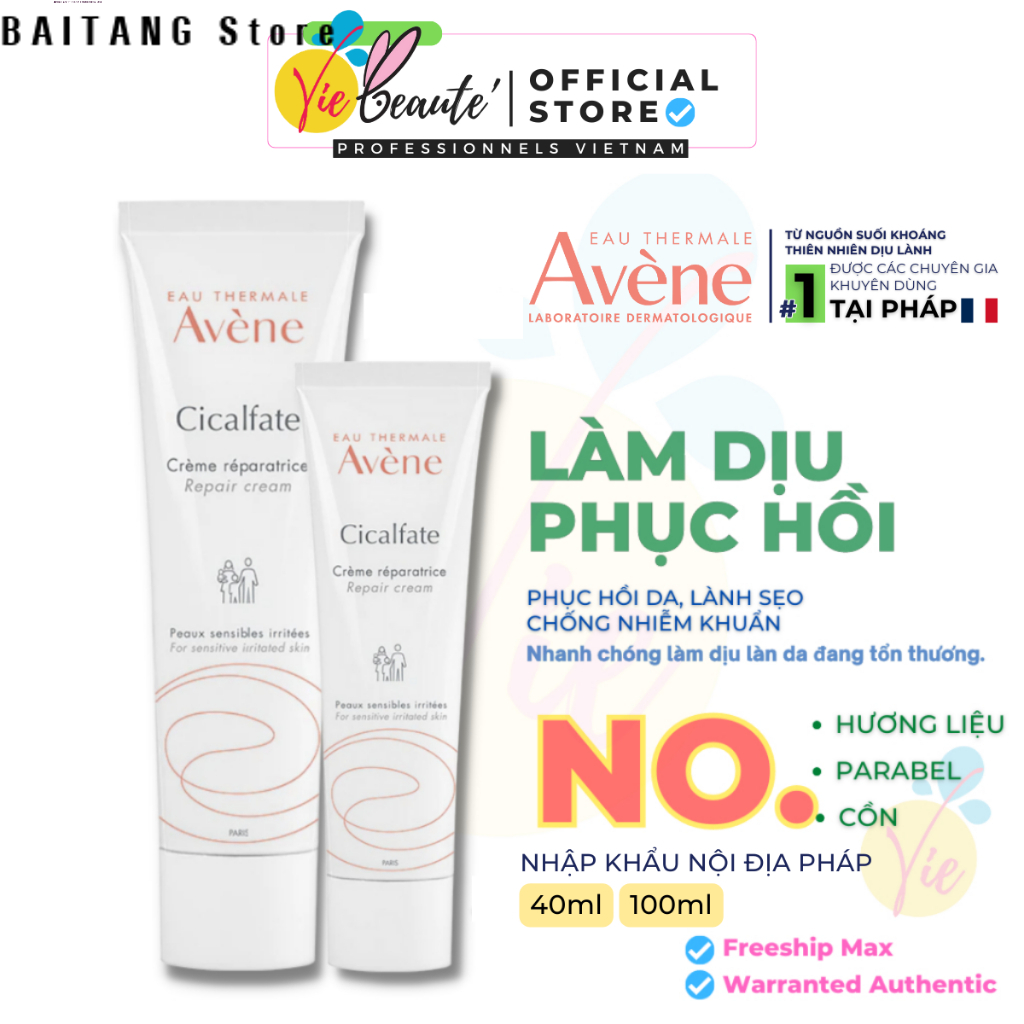 Kem làm dịu hồi phục da Avene Cicalfate Repair Cream 40ml chính hãng miễn phí vận chuyển sản phẩm mới khuyến mãi đặc biệt cho da mặt hiệu quả dưỡng ẩm chuyên sâu an toàn cho mọi loại da 40ml