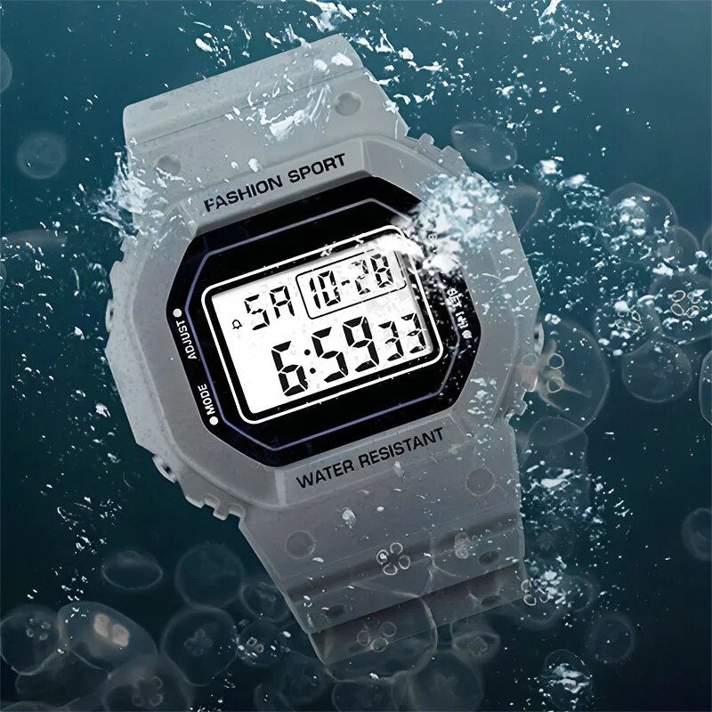 ZZOOI Men Watch Fashion LED Digital Watches Man Sports Military Wristwatches Vintage Silicone Wristband Waterproof Electronic Clock