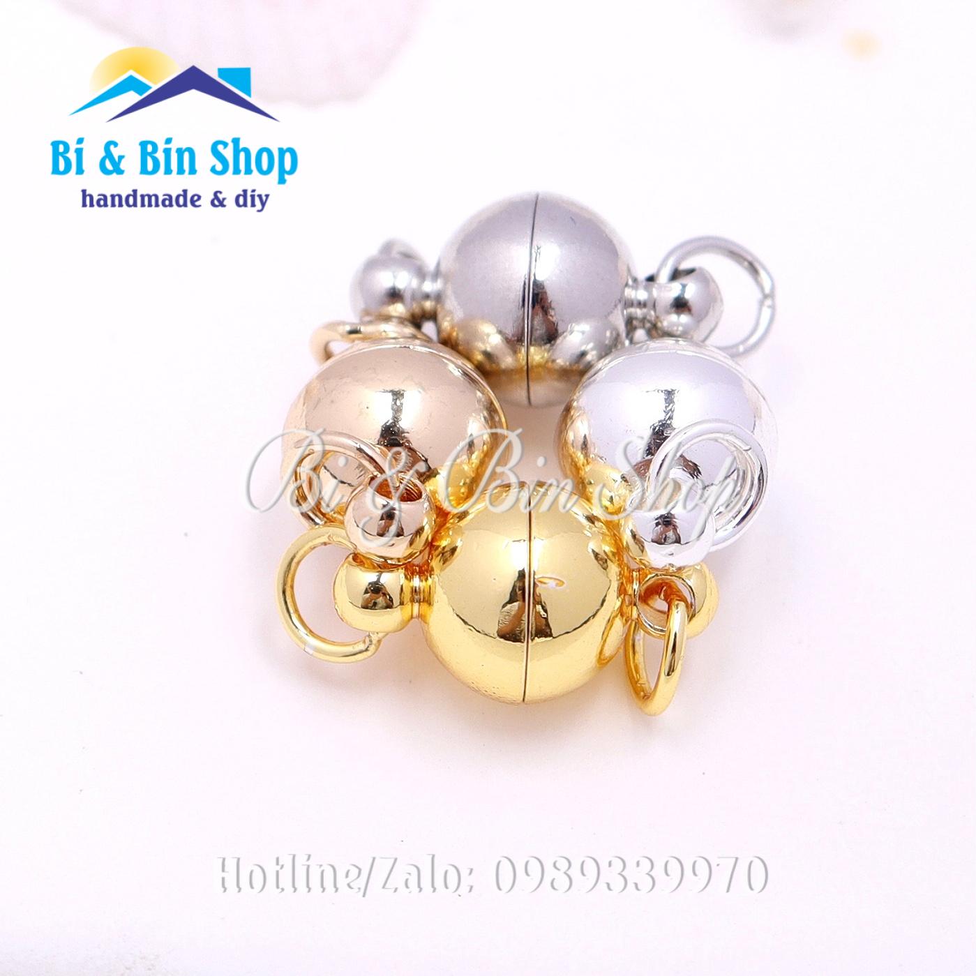 Khóa Nam Châm Cầu Tròn Làm Dây Chuyền Ngọc Hạt Trai, Vòng Đeo Tay