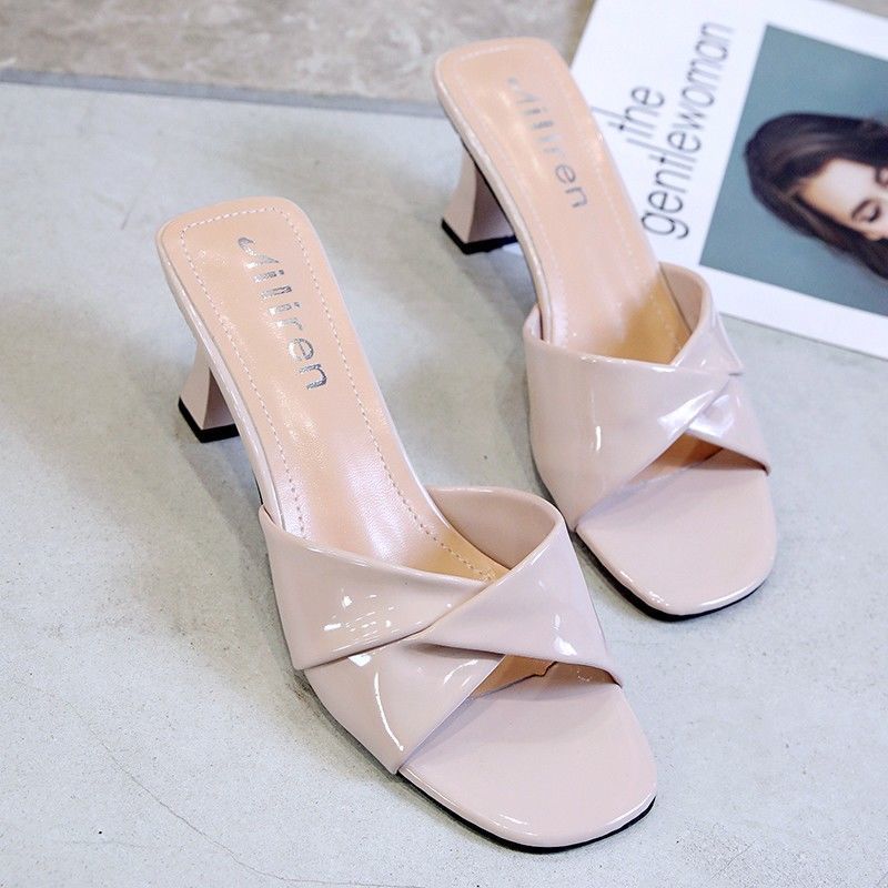 Dép Lê Cao Gót Nữ Giày Cao Gót Nổi Tiếng Trên Mạng Mẫu Mới Mùa Hè Dép Lê Gót Vuông Thời Trang Cho Mẹ Dép Lê Đi Chơi