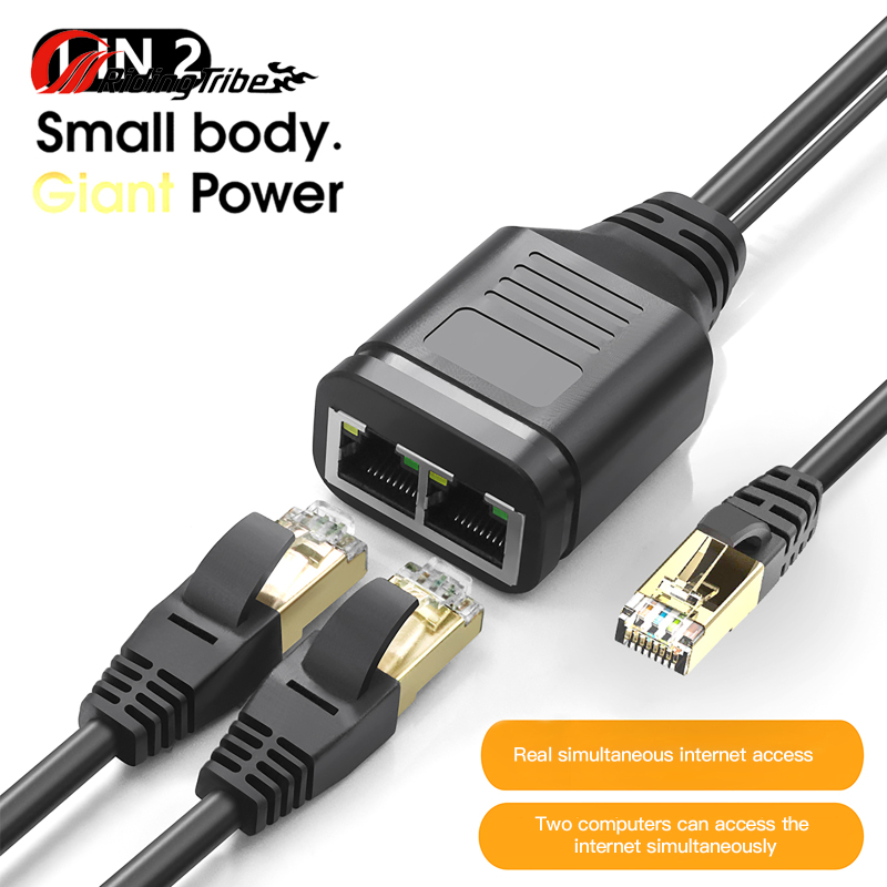Riding Tribe RJ45 Network Splitter Adapter RJ45 Male 1 To 2 With Usb Power Cable LAN Interface Ethernet Connector 100M