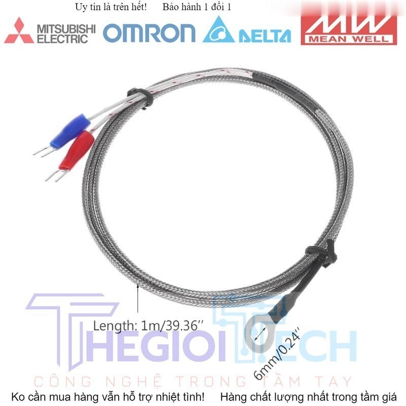 Dây Cảm Biến Nhiệt Độ 6mm Loại K - 1m