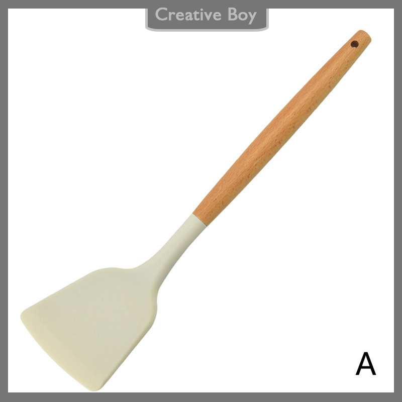 [Creative] Cây vét bột tay cầm bằng gỗ chịu nhiệt Muỗng Súp dụng cụ nhà bếp
