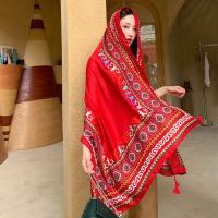 Bộ sưu tập khăn choàng to thêu Vintage - Khăn boho đi biển chống nắng Song An Eco
