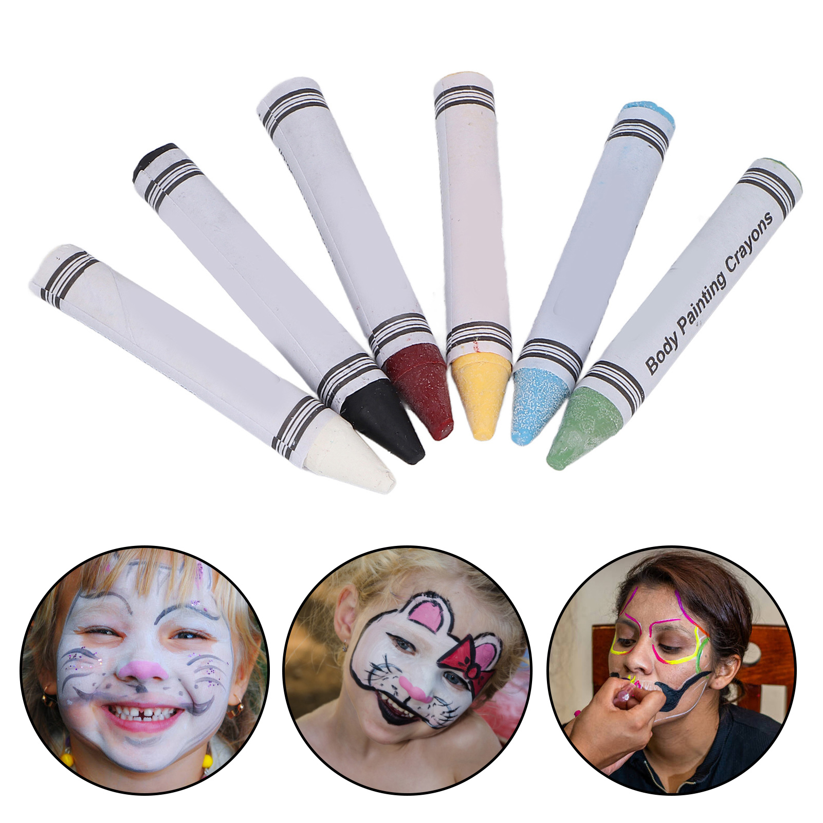 Face Body Paint Crayons Face Painting Kit Easy Coloring 6 Colors for Party for DIY Painting for Art Stage