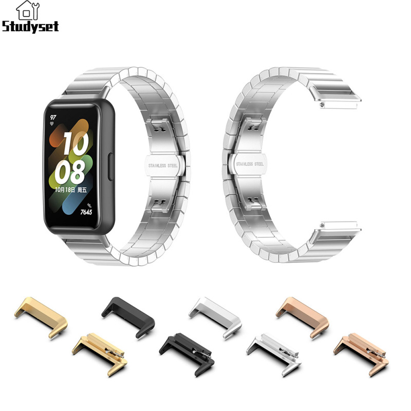 Studyset IN stock 2pcs Metal Connector Compatible For Huawei Band 7 Stainless Steel Strap Adapter Without Spring Bar ราคา 46 บาท*ส่งฟรี