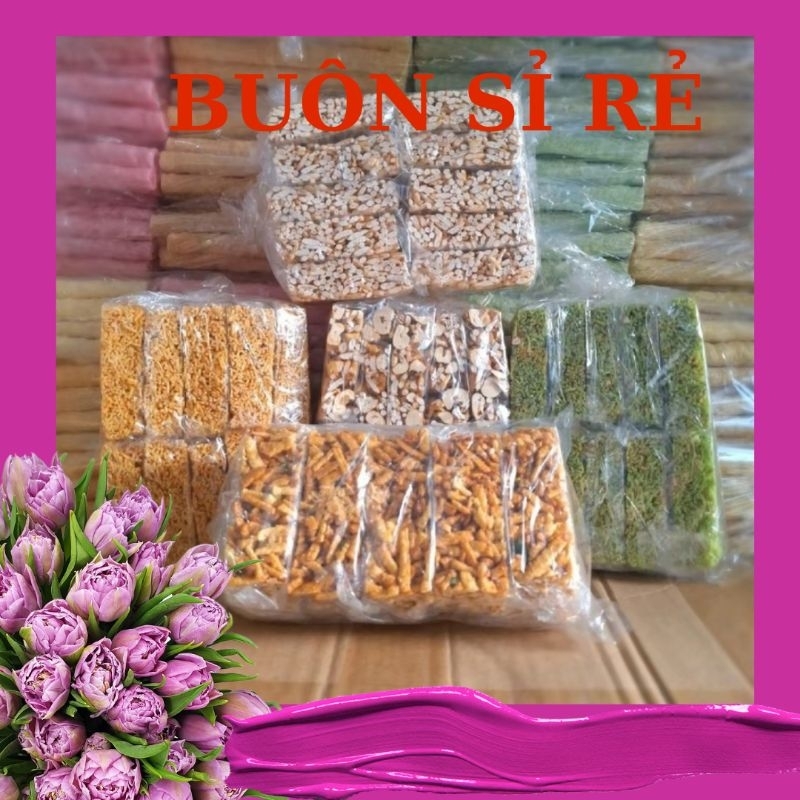 [Buôn sỉ rẻ] CỐM GẠO,CỐM BÚN, CỐM BẮP, CỐM CHÀ BÔNG GIÒN NGON bịch 10 bánh