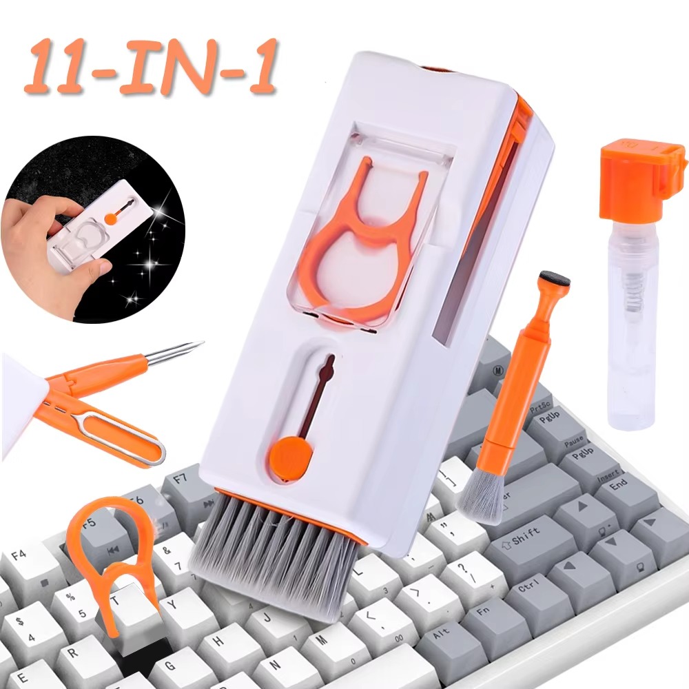 YYUU ABS Bộ bàn chải làm sạch bàn phím 11 trong 1 Đa chức năng Bộ vệ sinh tai nghe Bền Bút sạch Dành cho điện thoại bàn phím máy tính