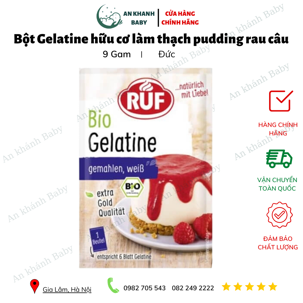 Bột Gelatine hữu cơ làm thạch pudding rau câu bánh kẹo cho bé ăn dặm