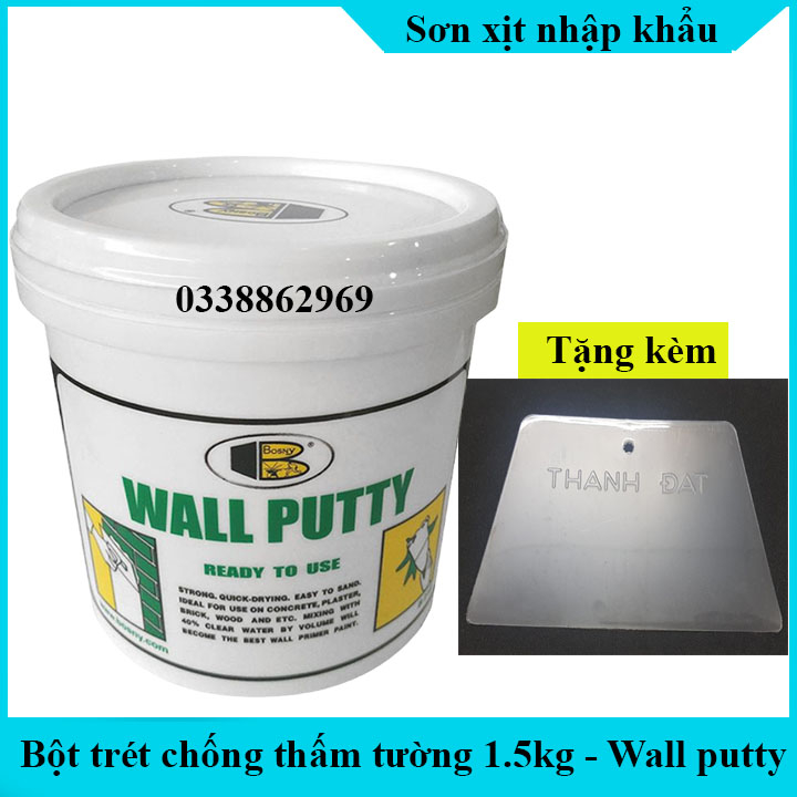 Chống thấm và trám trét nứt tường 1.5kg hộp - Wall Putty Bosny B219