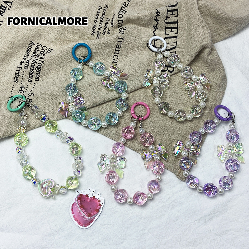 FORNICALMORE สายคล้องมือถือประดับดอกไม้ลูกปัดไข่มุกและคริสตัลสไตล์ชิคๆ สำหรับผู้หญิง ราคา 33 บาท*ส่งฟรี